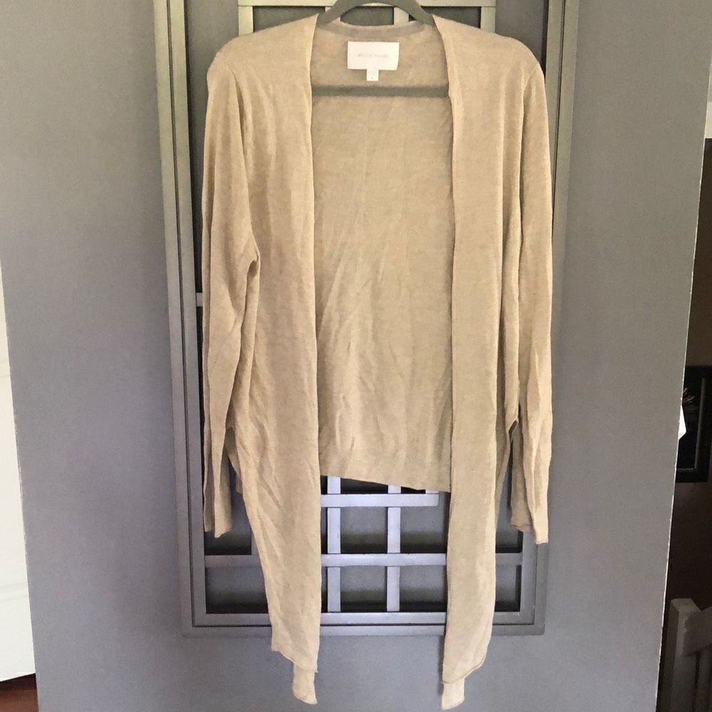 BROCHU WALKER B champagne color cardigan open lightweight sweater viscose and ca